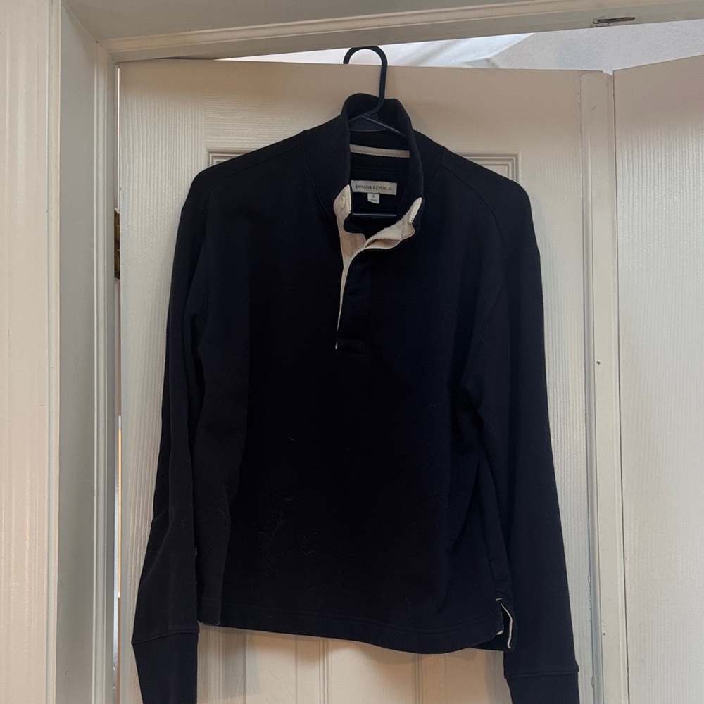 Banana Republic Men's Navy Zip-Up Sweater